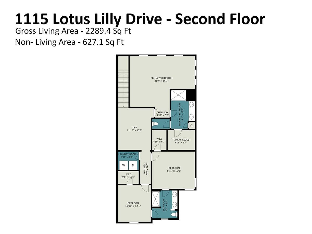 Floor plan 2nd floor - 1115 Lotus Lilly Drive, Durham, NC 27713