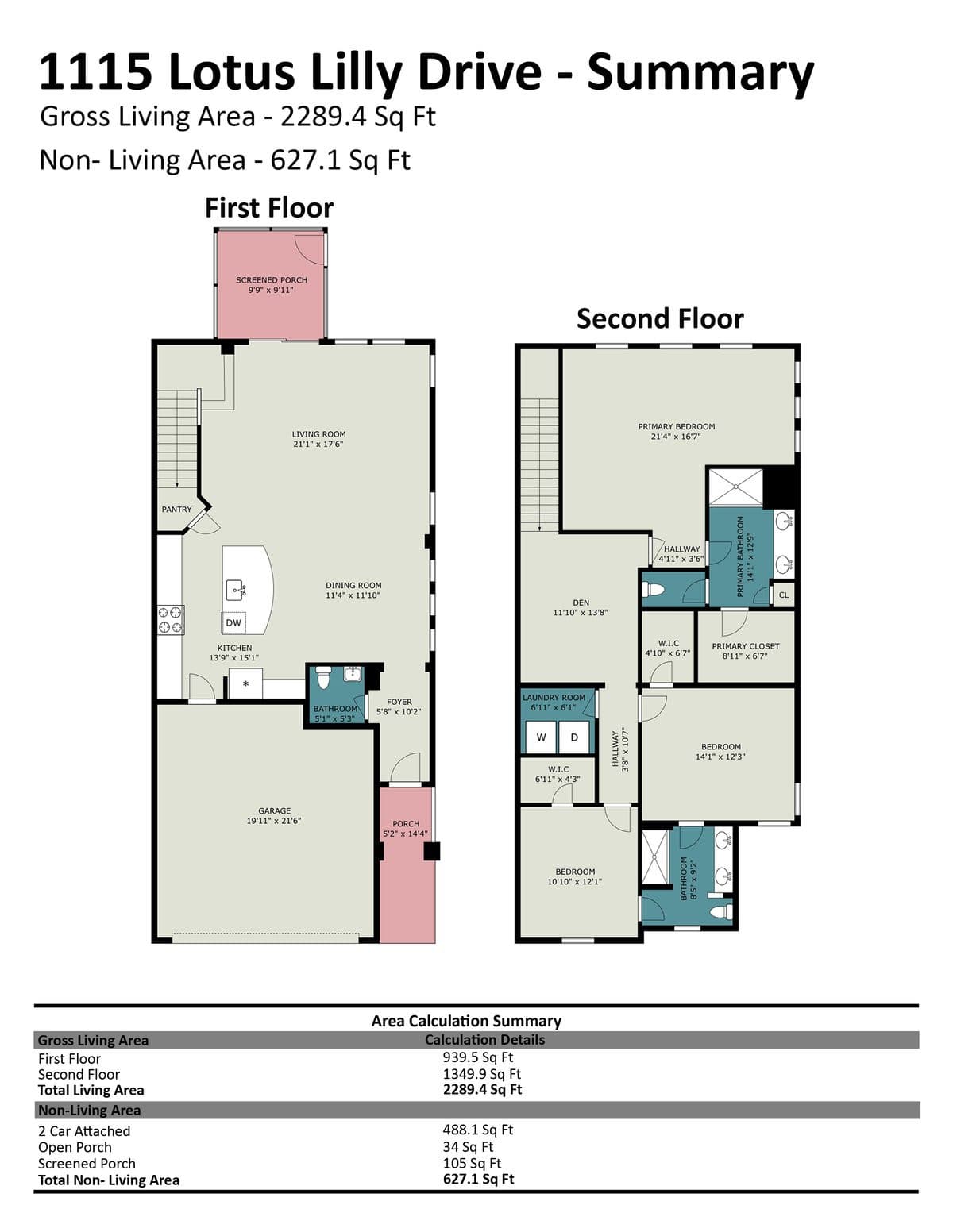 Floor plan measurements - 1115 Lotus Lilly Drive, Durham, NC 27713