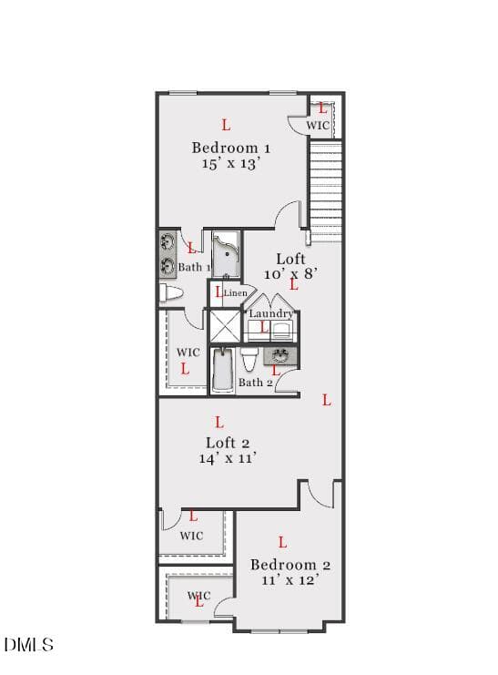 Max 2 BR Loft Layout 2nd Flr - 209 Kerag Way, Garner, NC 27529