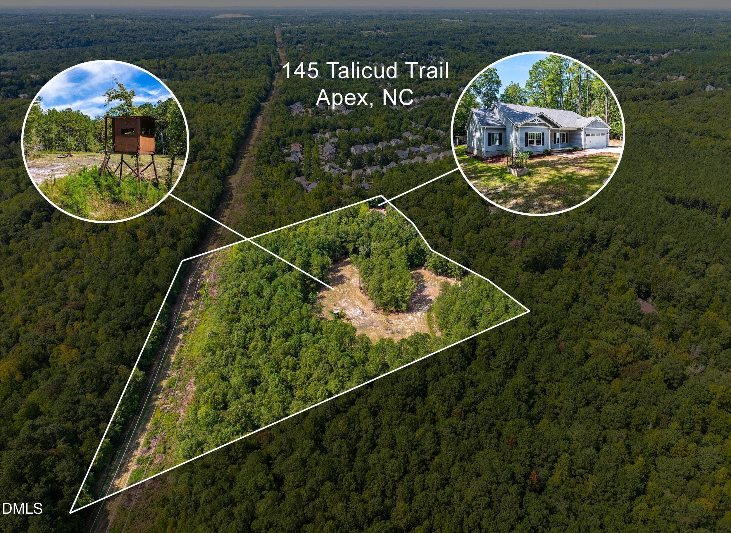 Property Line Drone Shot - 145 Talicud Trail, Apex, NC 27539