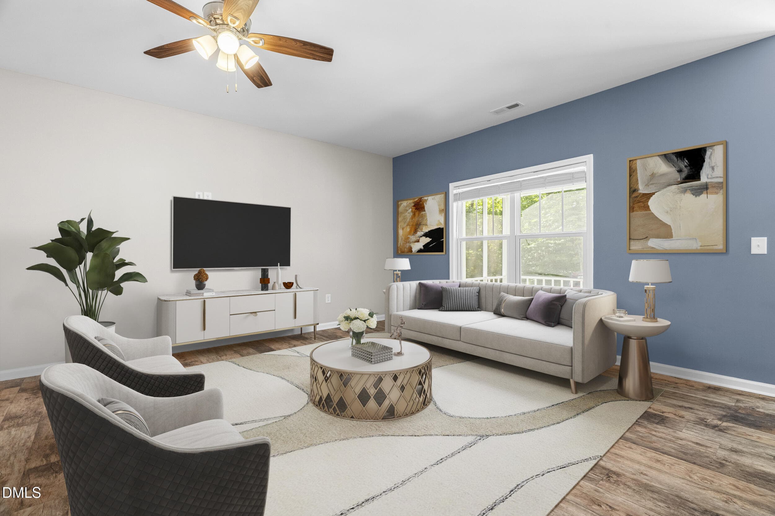 Living Room - Virtual - 145 Talicud Trail, Apex, NC 27539