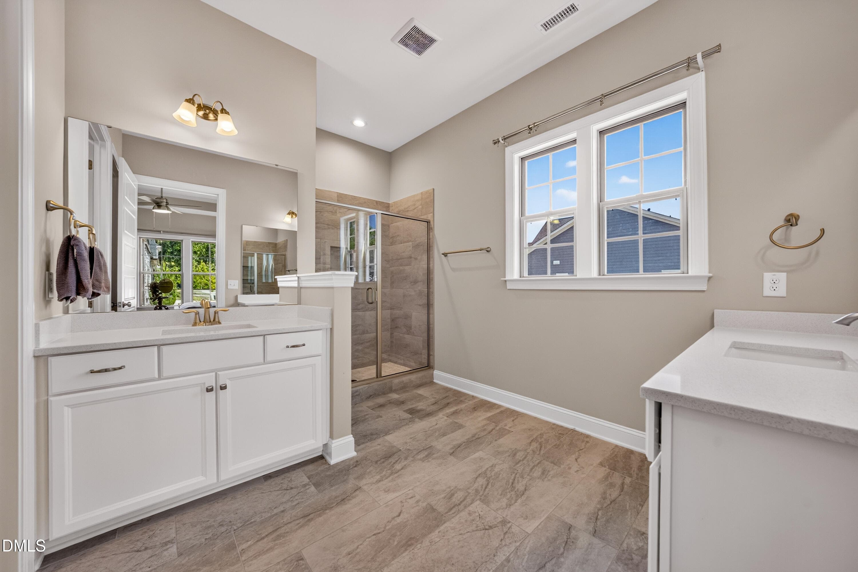 Primary bath, dual vanities - 1016 Ashcliff Lane, Durham, NC 27703