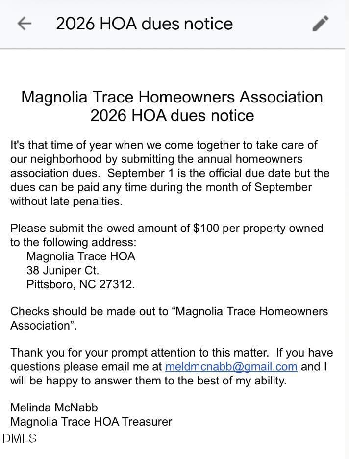 Magnolia Trace HOA - 53 Grove Point, Pittsboro, NC 27312