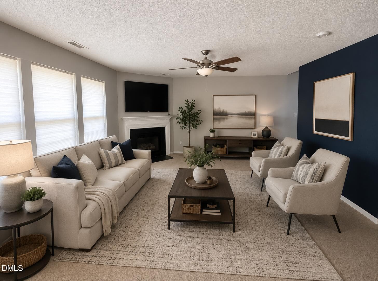 Living Room - Virtually Staged - 6428 Saybrooke Drive, Raleigh, NC 27604