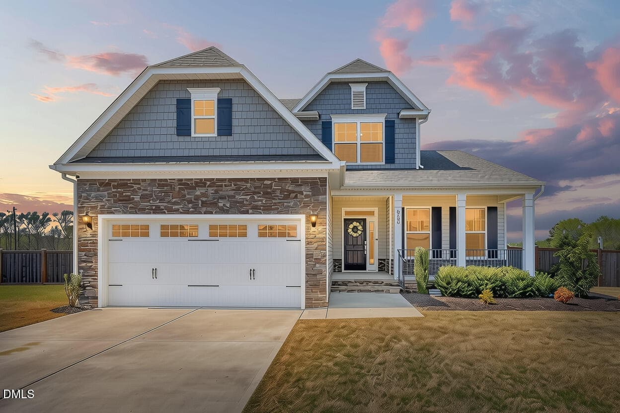 Front of Home closer up - Twilight AI - 4324 Beckel Road, Willow Springs, NC 27592, Willow Springs