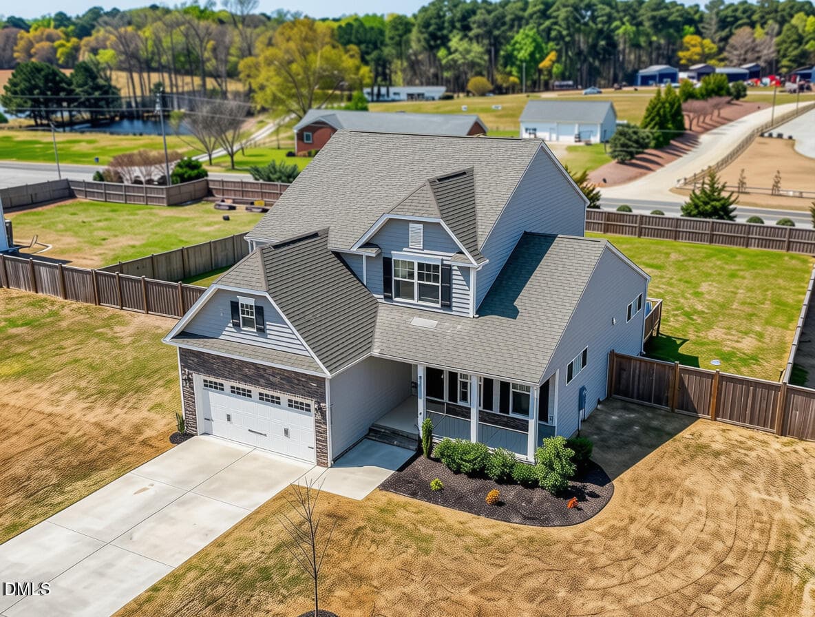 Front Aerial Closer Up AI - 4324 Beckel Road, Willow Springs, NC 27592