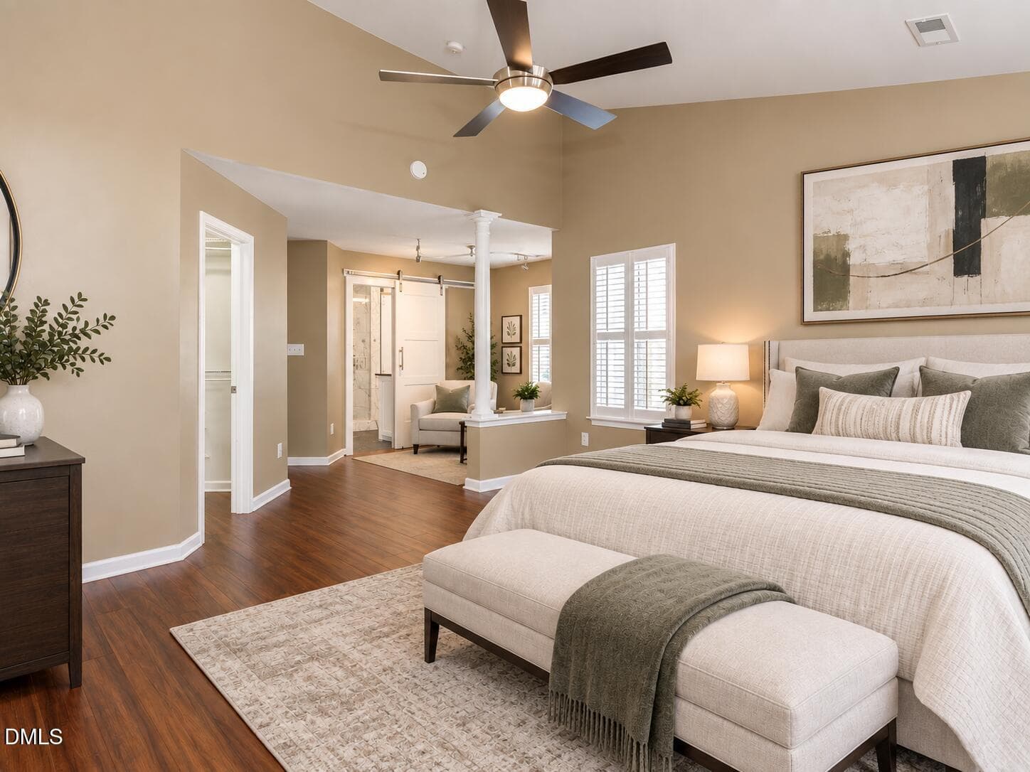 Virtually staged primary bedroom - 8450 Central Drive, Raleigh, NC 27613