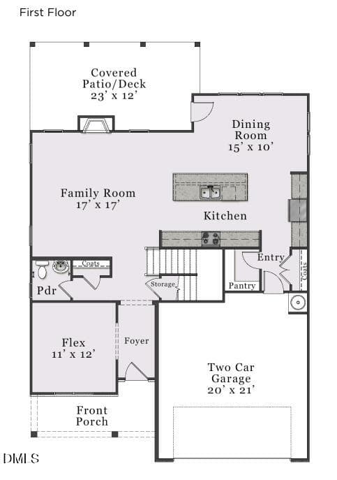 HP58 Watauga First Floor Plan - 2004 Upland Lane, Durham, NC 27712