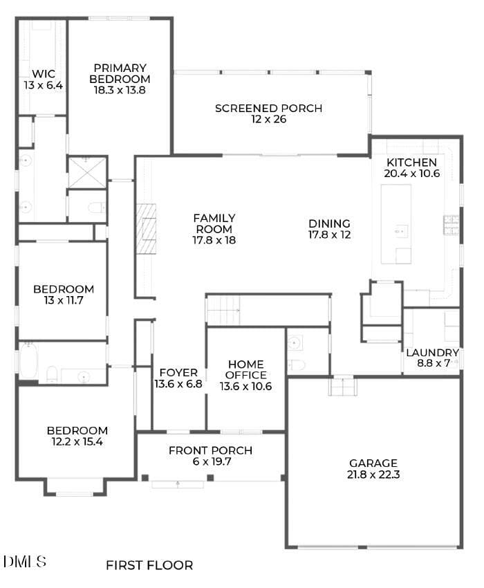 Main Floor Diagram - 811 Laurelwood Drive, Durham, NC 27705, Durham