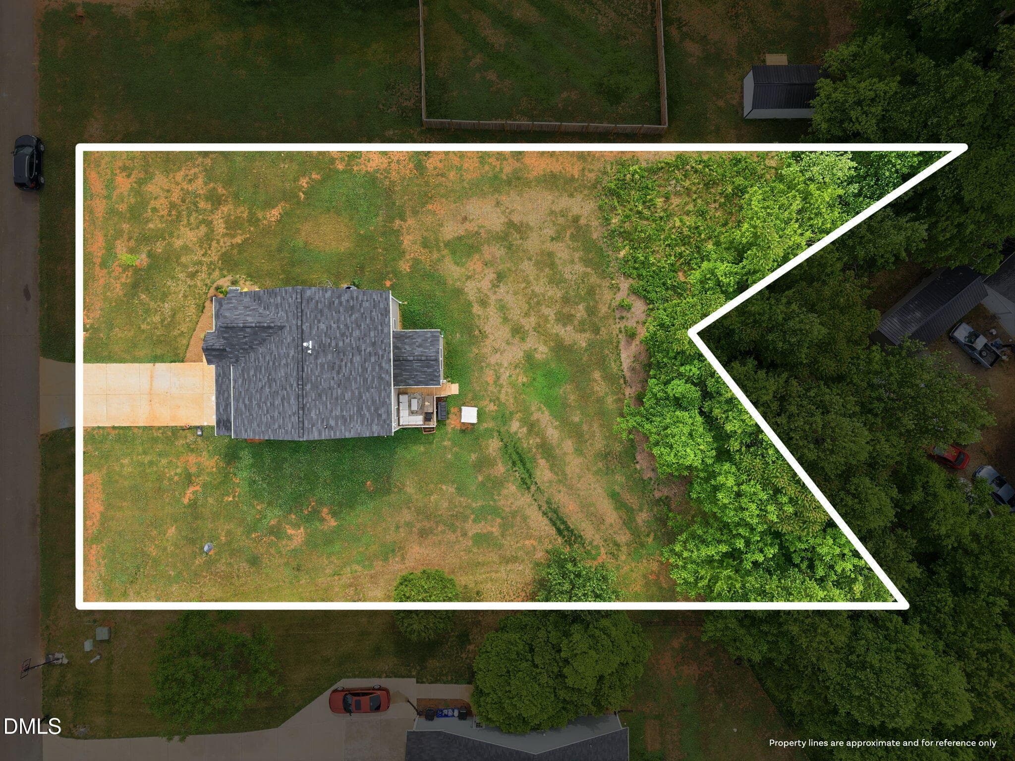 Aerial w/ Lot Lines - 5345 Salem Woods Drive, Graham, NC 27253