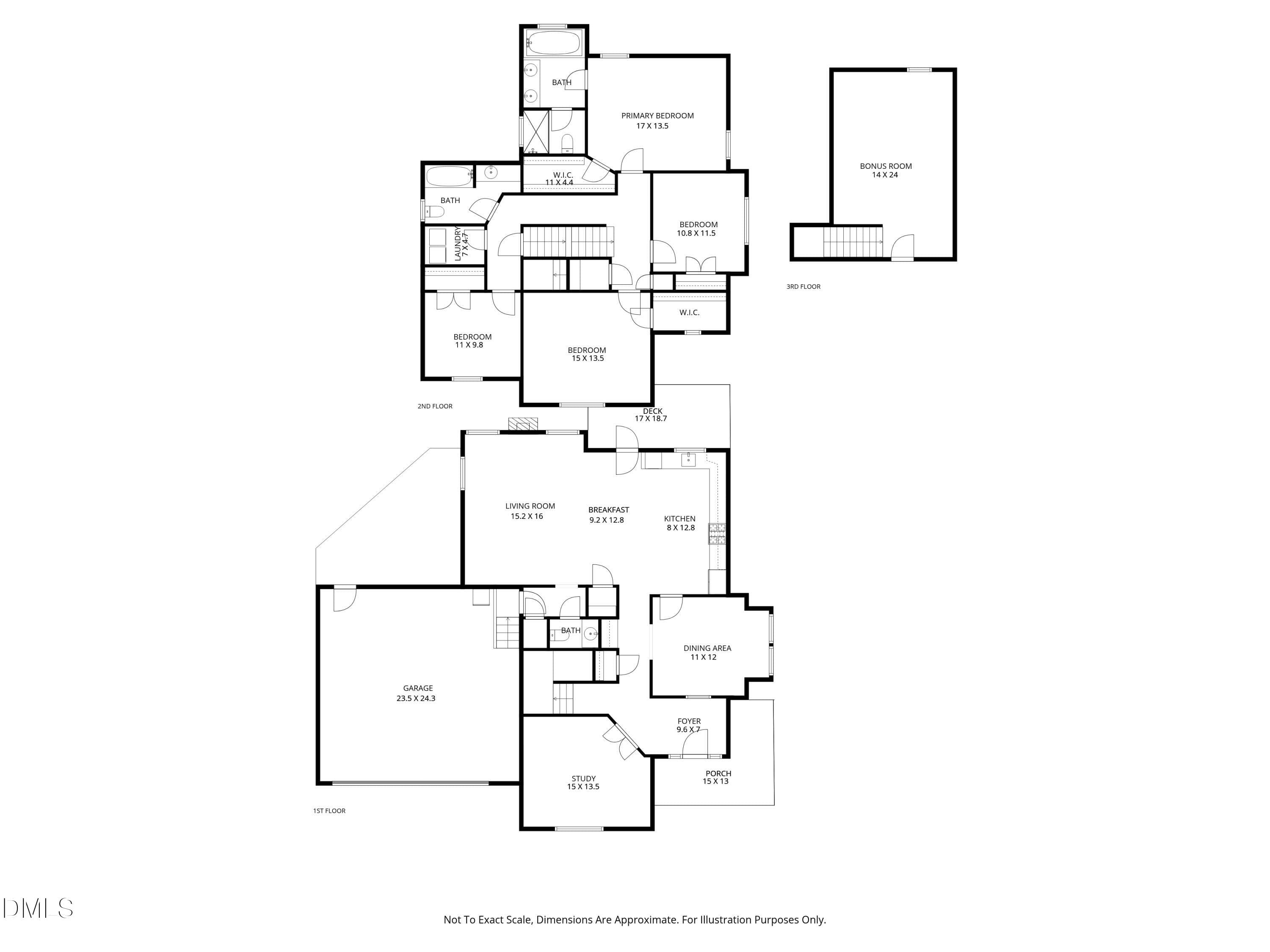 All Floors-floor plans - 109 Menteith Court, Apex, NC 27502