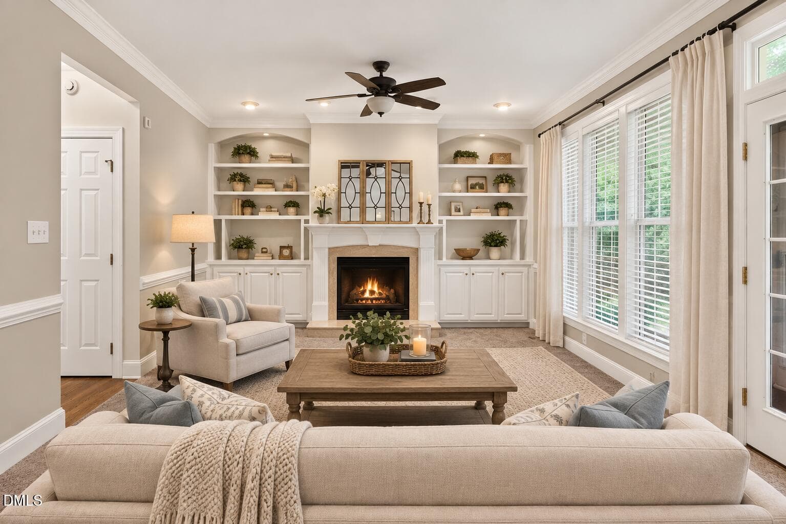 family room virtually staged - 2909 Whitehart Lane, Raleigh, NC 27606