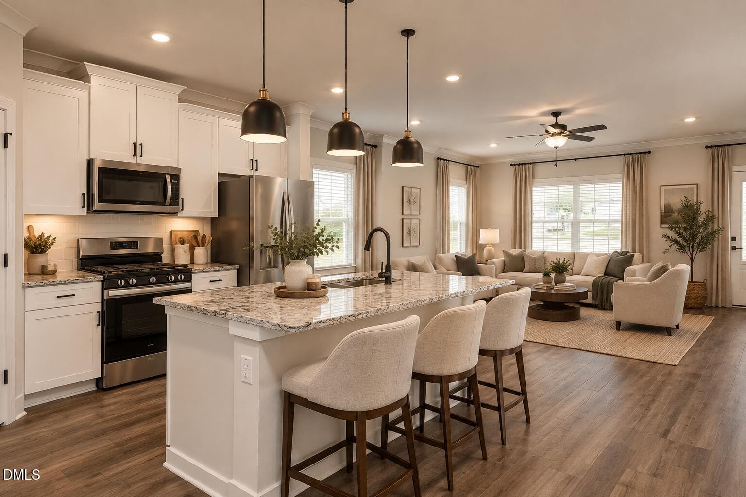 Johnson Kitchen and Living Room - 205 Custer Drive, Mebane, NC 27302