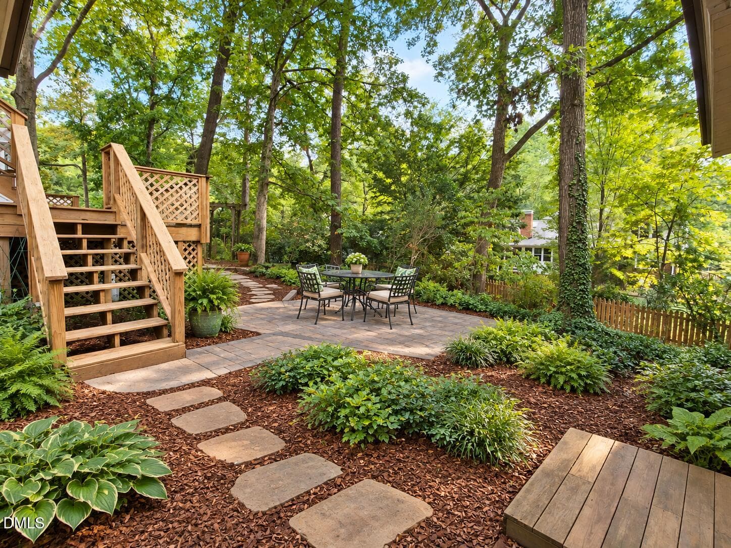 Backyard (Virtual Staged) - 708 Dawnwood Court, Raleigh, NC 27609