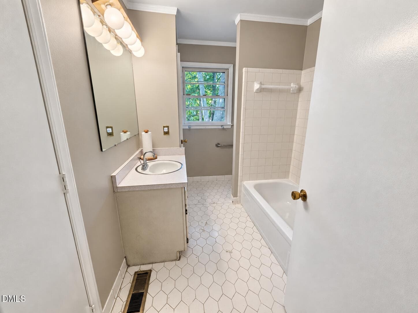 main floor full bath with access to bedr - 708 Dawnwood Court, Raleigh, NC 27609