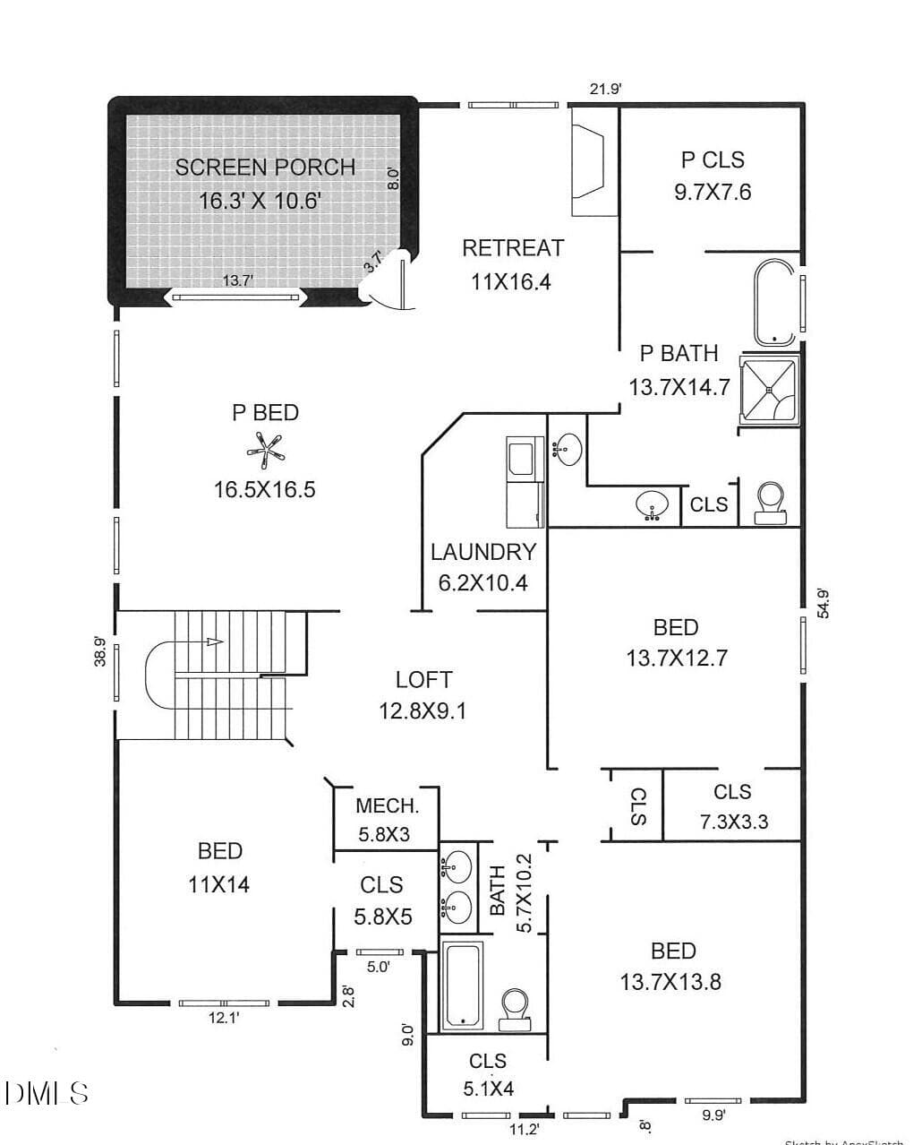 second floor plan - 2804 Lumber River Trail, Apex, NC 27502