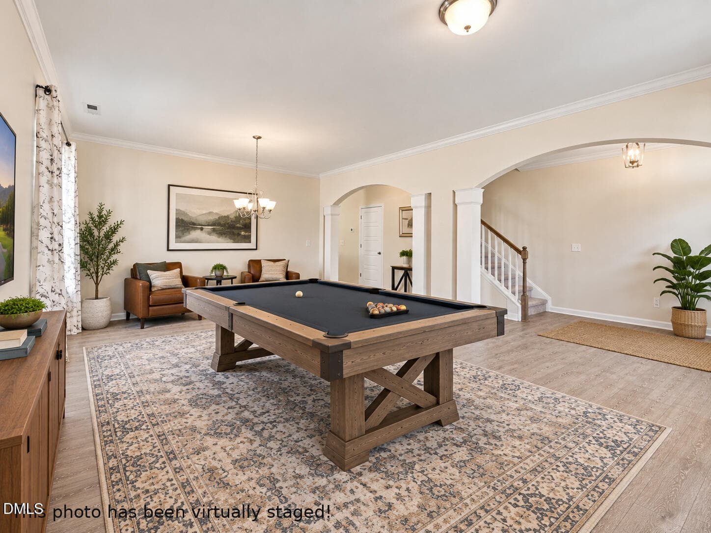 virtually staged game_room_view_2 - 8109 Fieldcrest Lane, Fuquay Varina, NC 27526