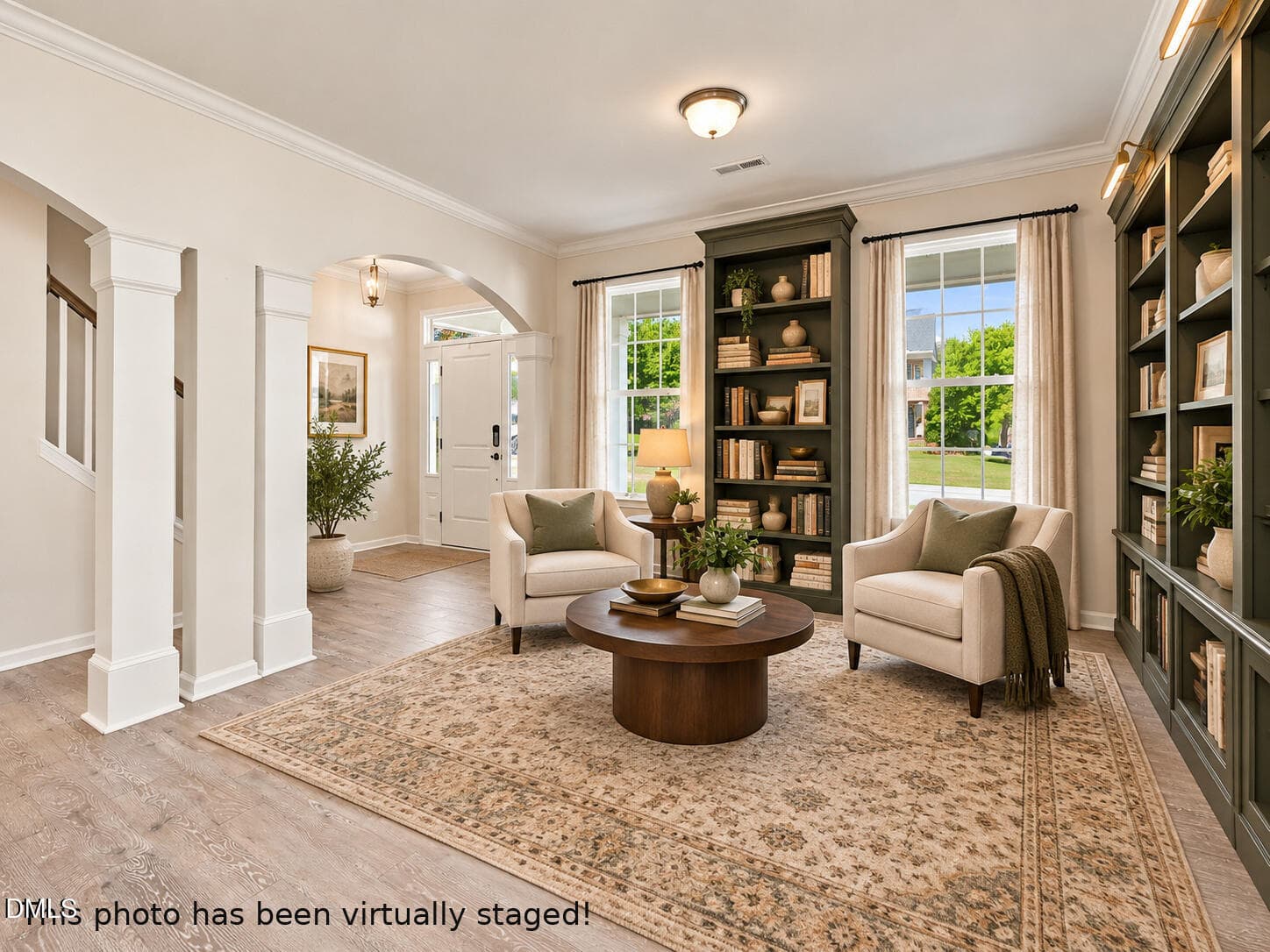 virtually staged great-room-option 1 - 8109 Fieldcrest Lane, Fuquay Varina, NC 27526