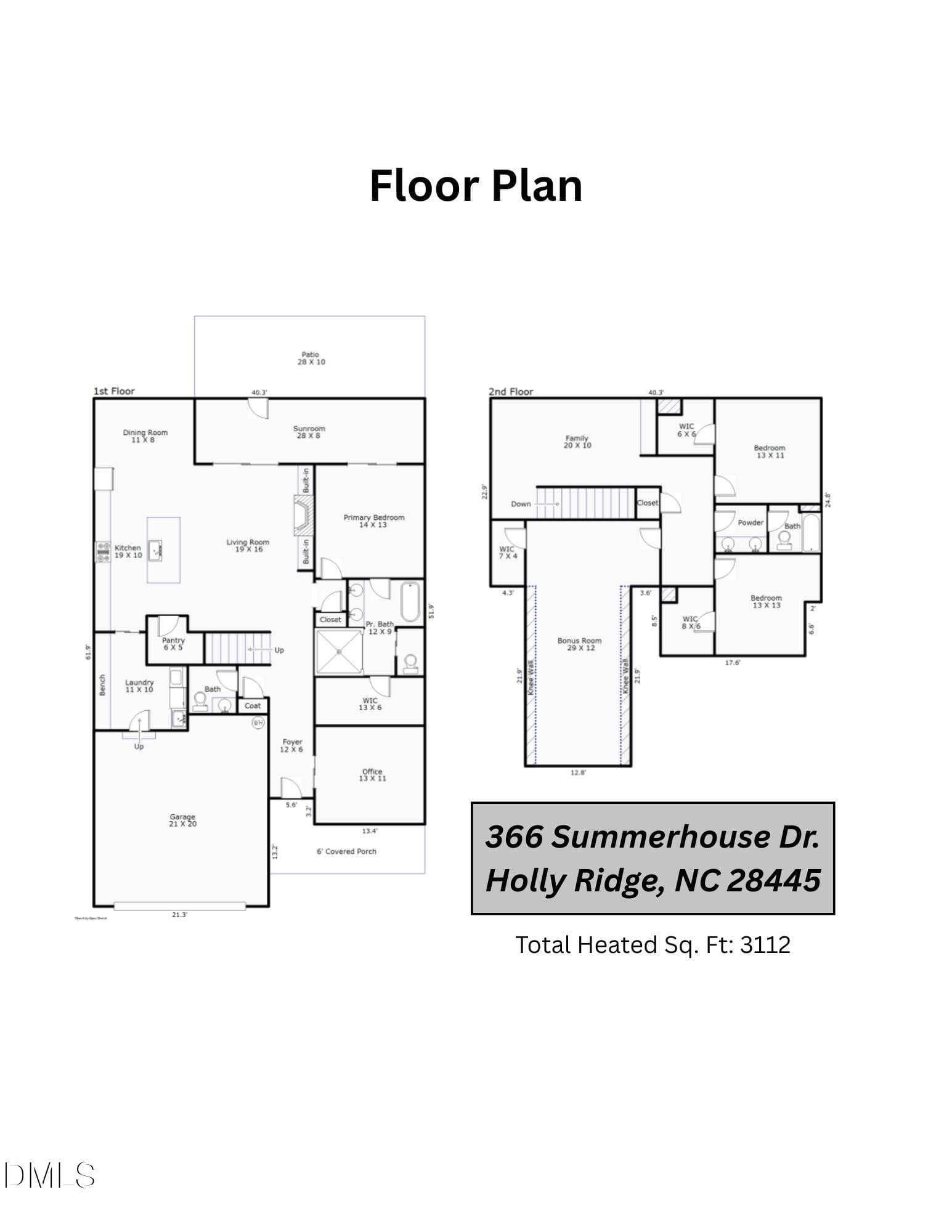 Floorplan - 366 Summerhouse Drive, Holly Ridge, NC 28445