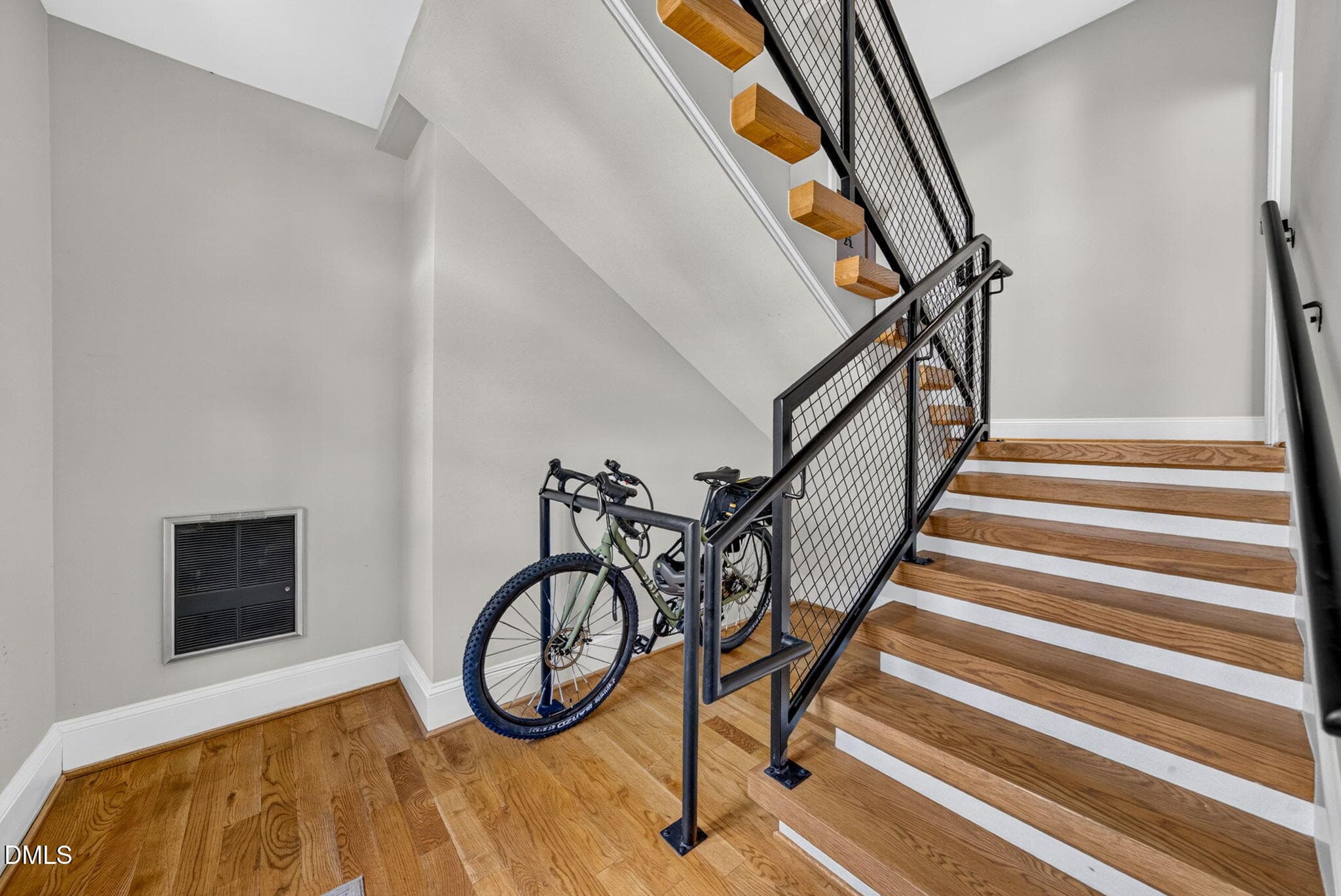 Interior Hall with Biker rack - 607 Smedes Place B, Raleigh, NC 27605
