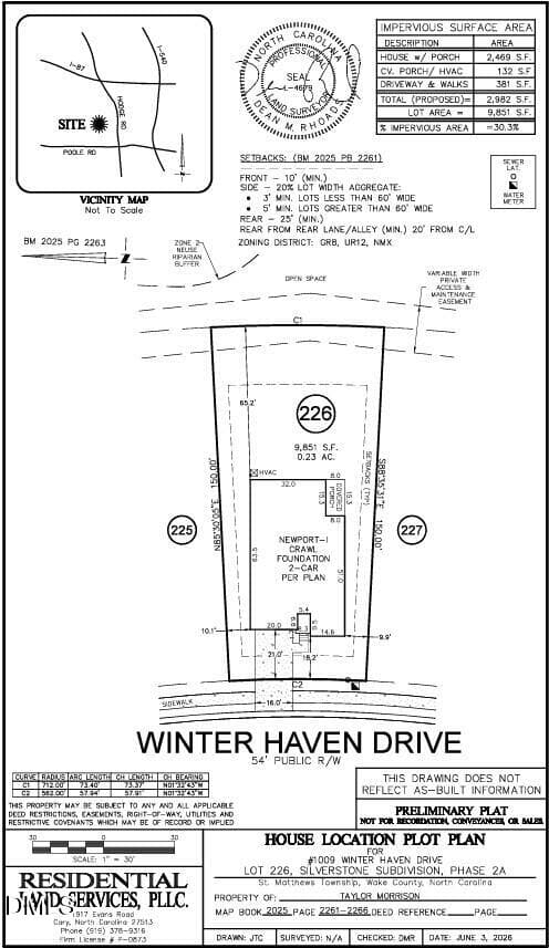 Plot Plan - 1009 Winter Haven Drive, Knightdale, NC 27545, Knightdale