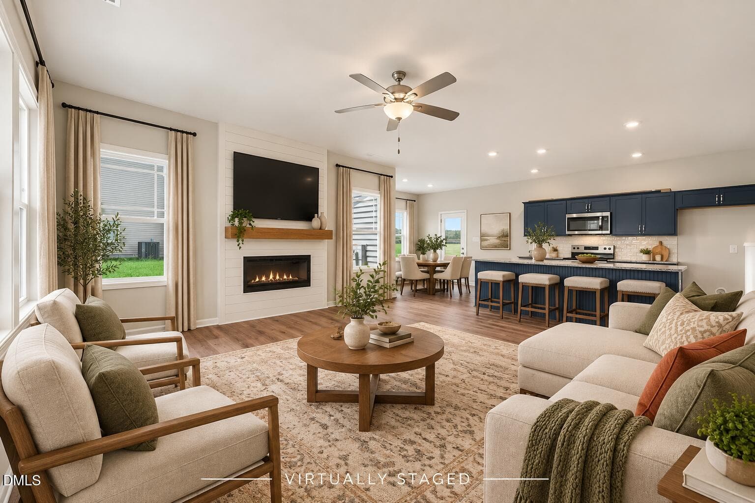 213 Tuscany Virtually Staged LR, dining, - 213 Tuscany Circle (lot 177), Princeton, NC 27569