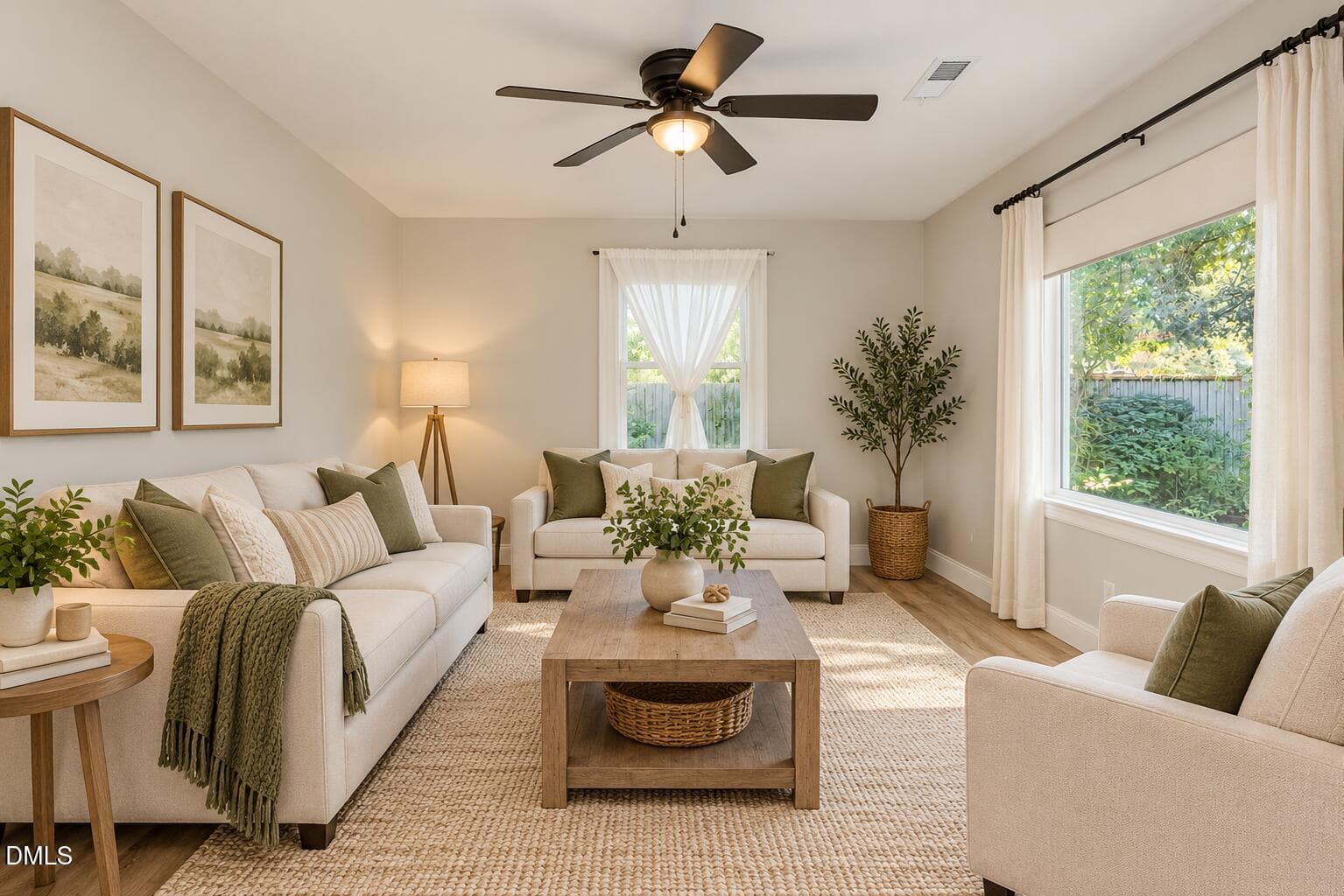 Living room virtually staged - 306 Owen Street, Gibsonville, NC 27249, Gibsonville
