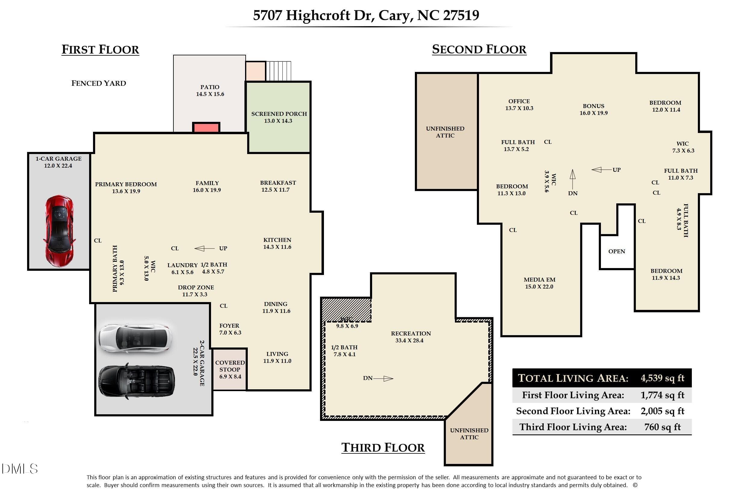 Floor Plan - MLS Photos - 2 - 5707 Highcroft Drive, Cary, NC 27519