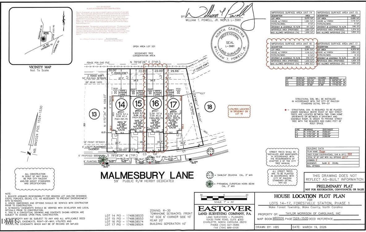 Plot Plan - 8827 Malmesbury Lane, Wake Forest, NC 27587
