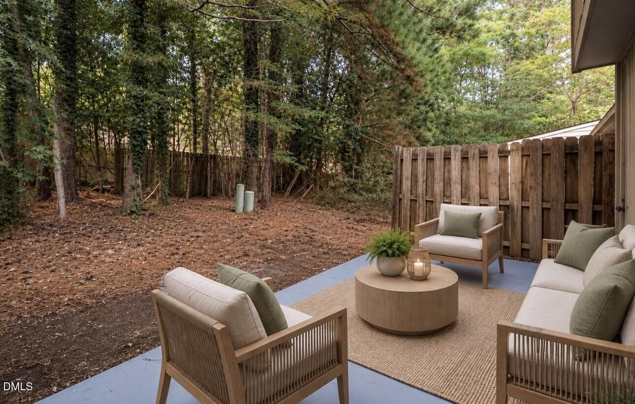 Rear Yard View - 112 Mossbark Lane, Chapel Hill, NC 27514
