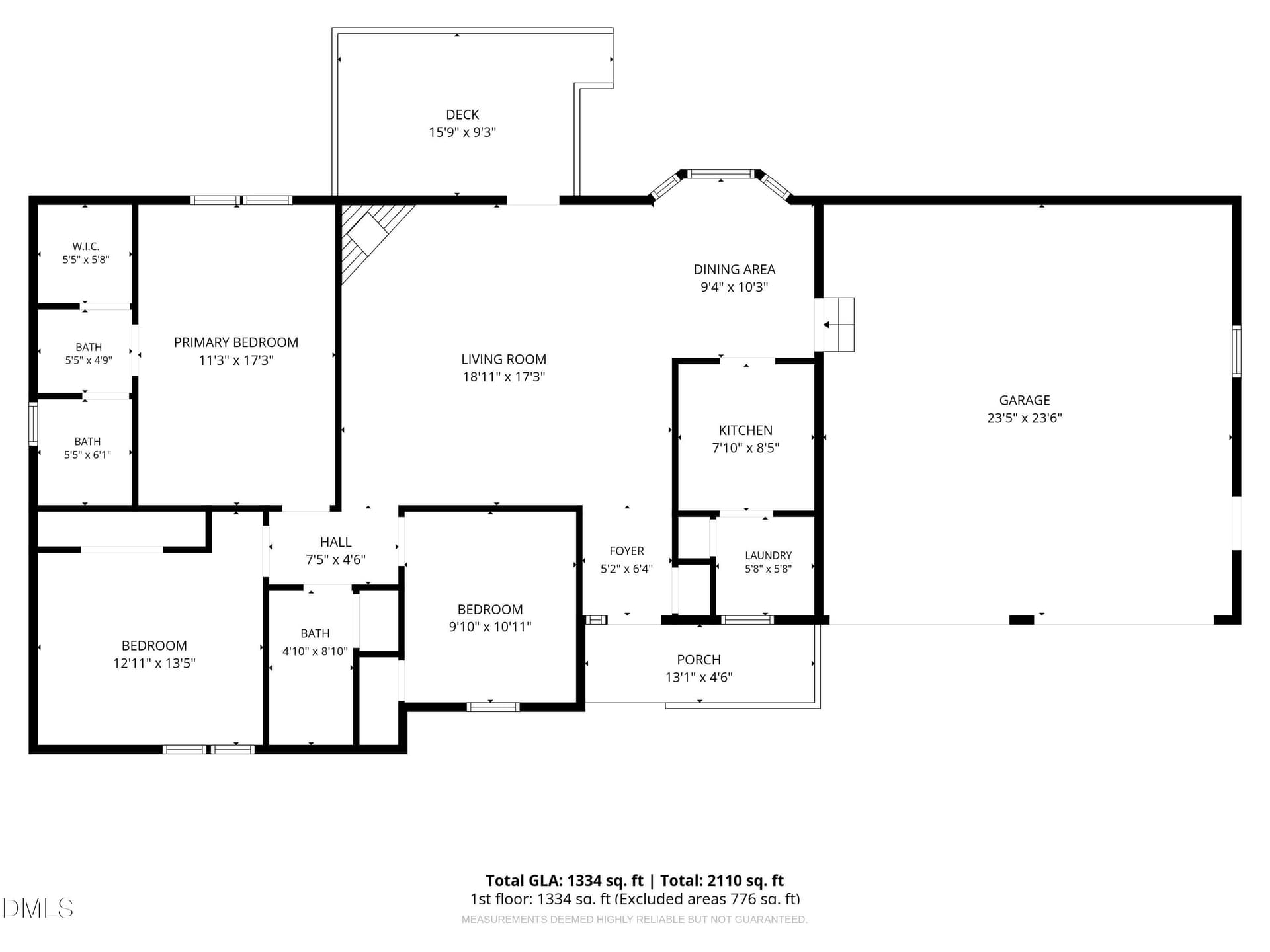 Floor Plan 1 (with dimensions) - 320 Grants Way, Four Oaks, NC 27524