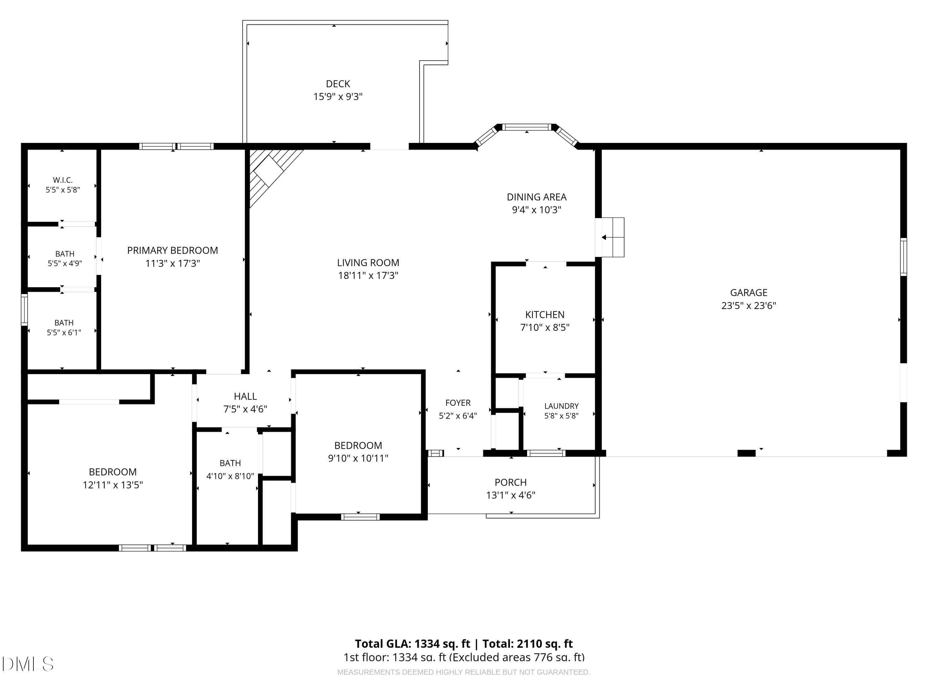 Floor Plan 1 (with dimensions) - 320 Grants Way, Four Oaks, NC 27524