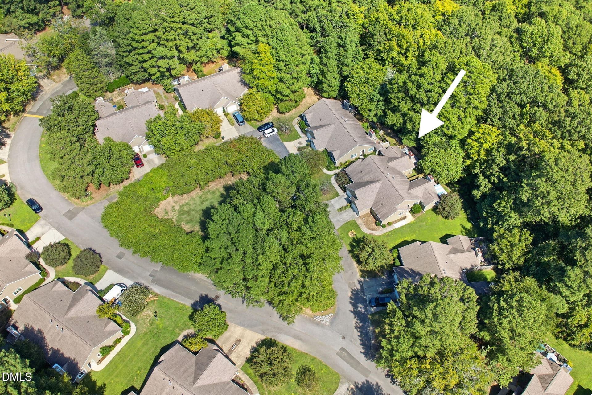 aerial w arrow - 4205 Pin Oak Drive, Durham, NC 27707