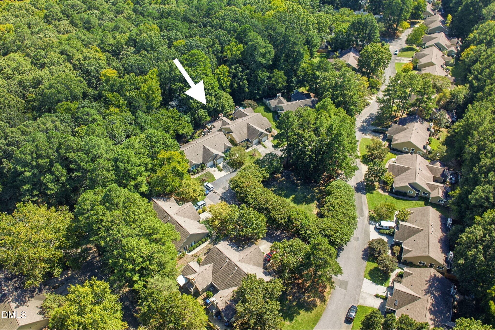aerial2 w arrow - 4205 Pin Oak Drive, Durham, NC 27707