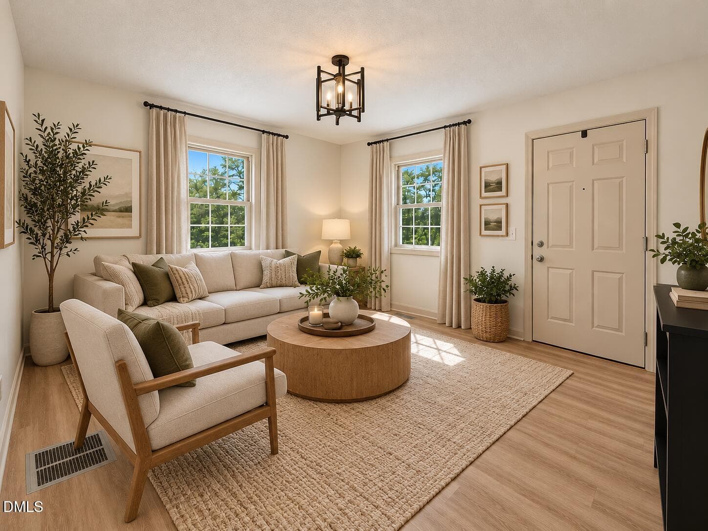 Cozy Neutral Living Room Entryway - 5945 Craig Road, Durham, NC 27712