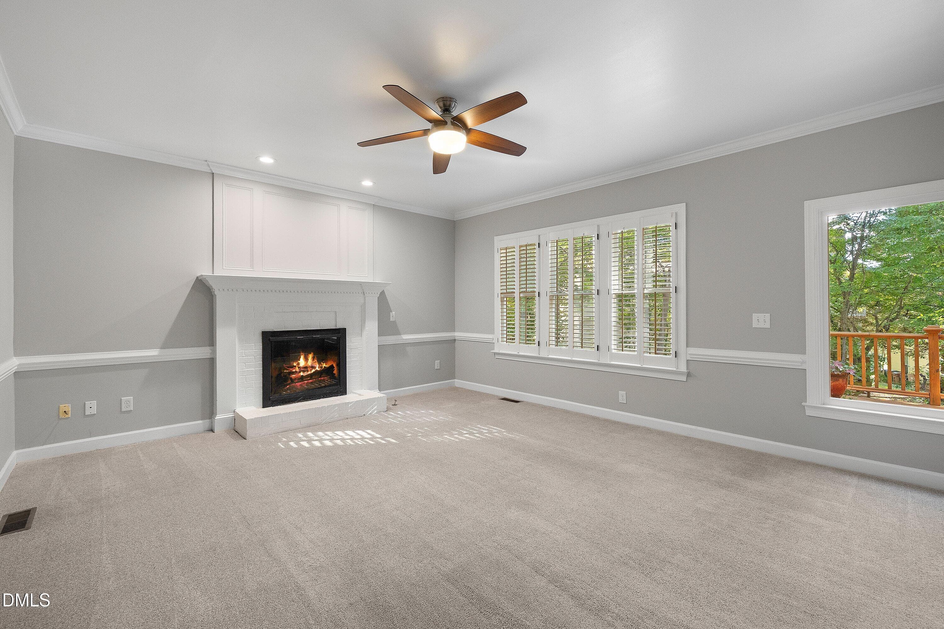 Brick Fireplace with Gas Logs - 103 Parkgrove Court, Cary, NC 27519