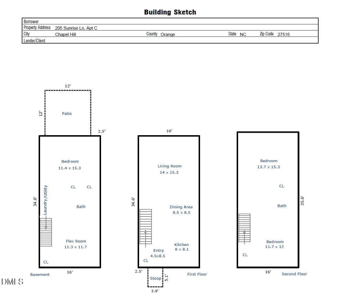 Floor Plan - 205 Sunrise Lane Apt C, Chapel Hill, NC 27516, Chapel Hill