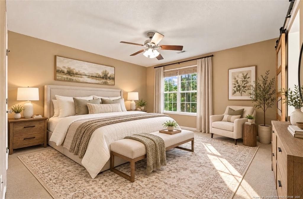 Virtually Staged Master Bedroom - 120 Green Links Drive, Cameron, NC 28326, Cameron