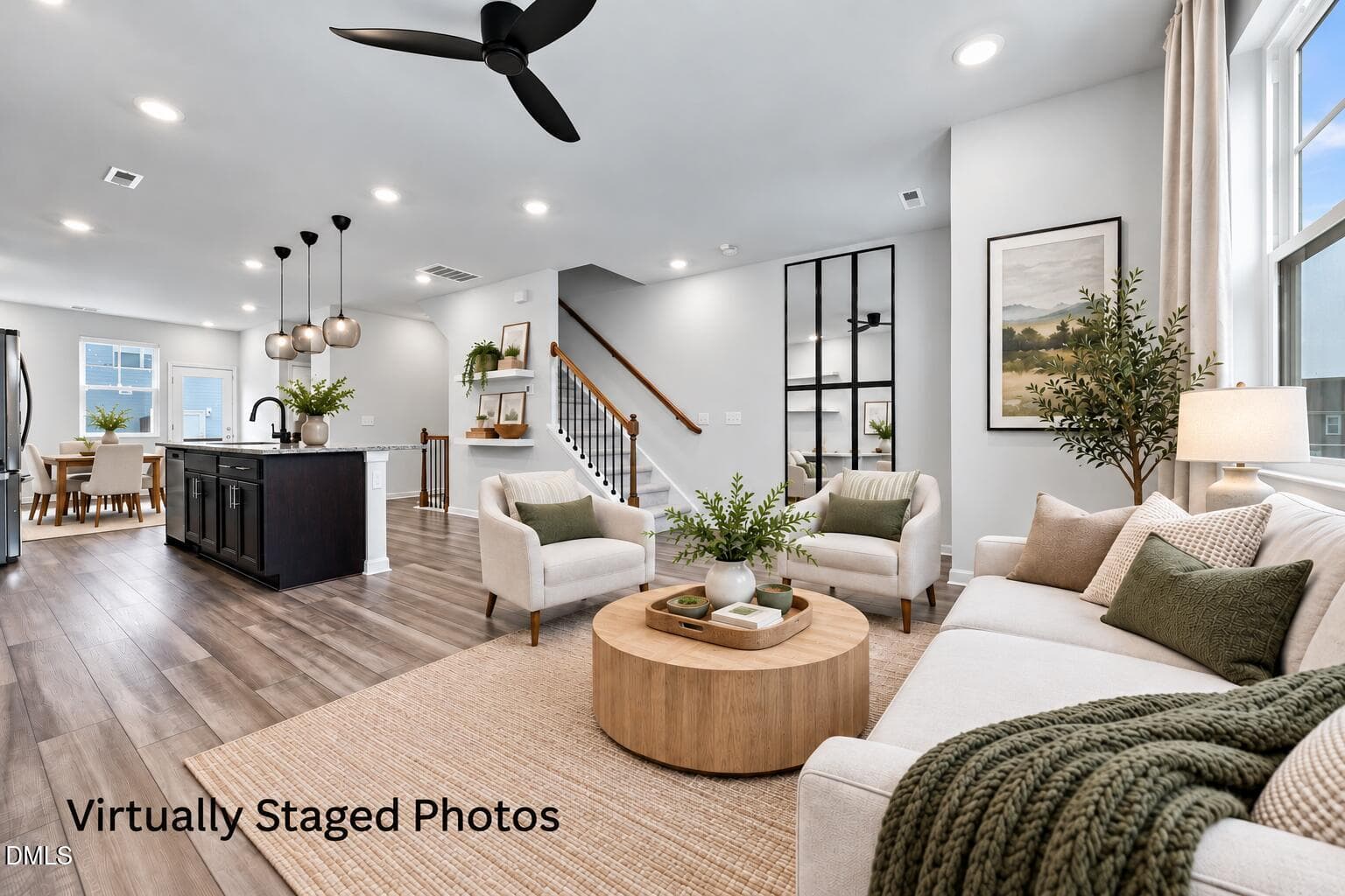 Virtually Staged Modern Living Space - 5205 Invention Way, Raleigh, NC 27616