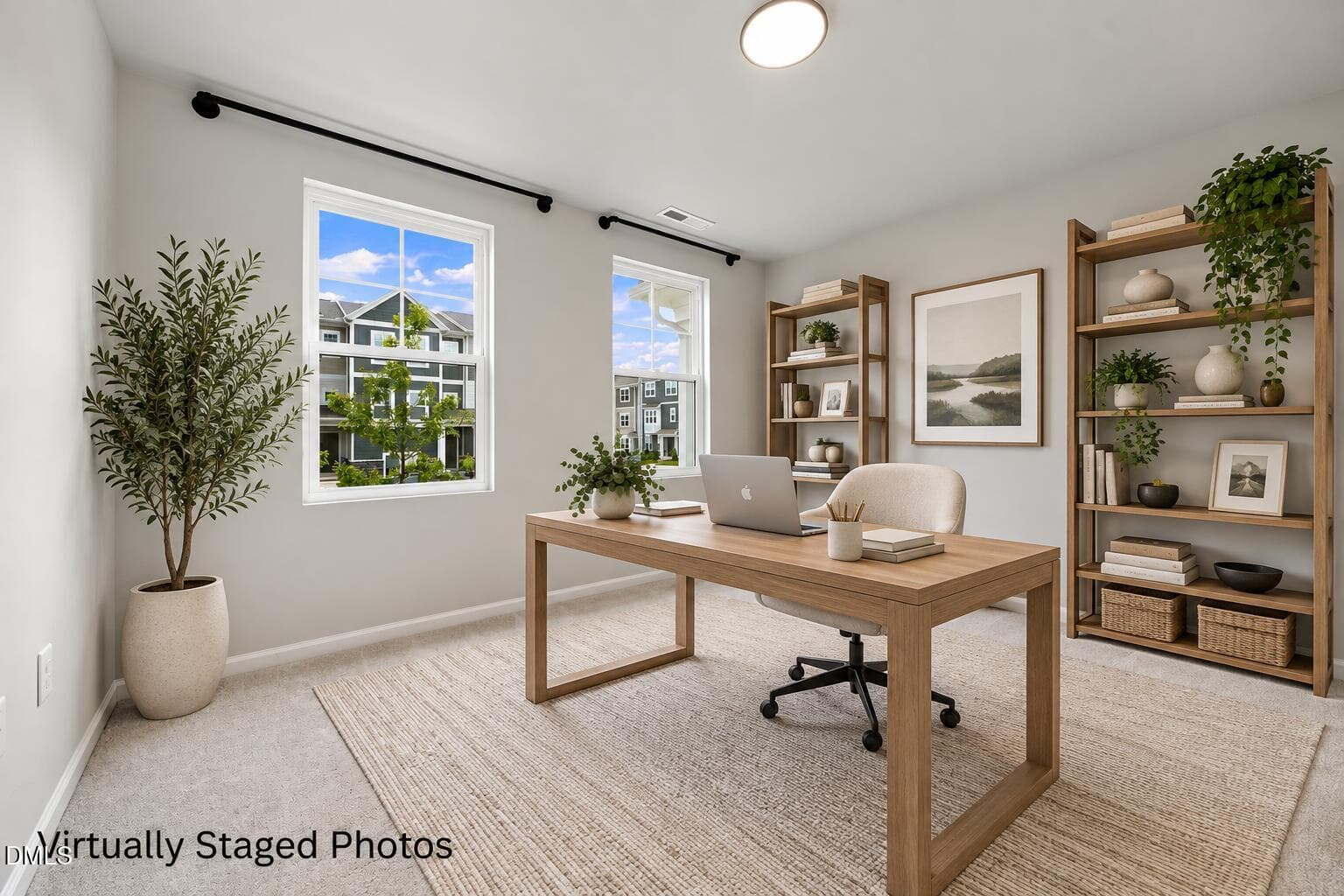 Virtually Staged Modern Home Office - 5205 Invention Way, Raleigh, NC 27616