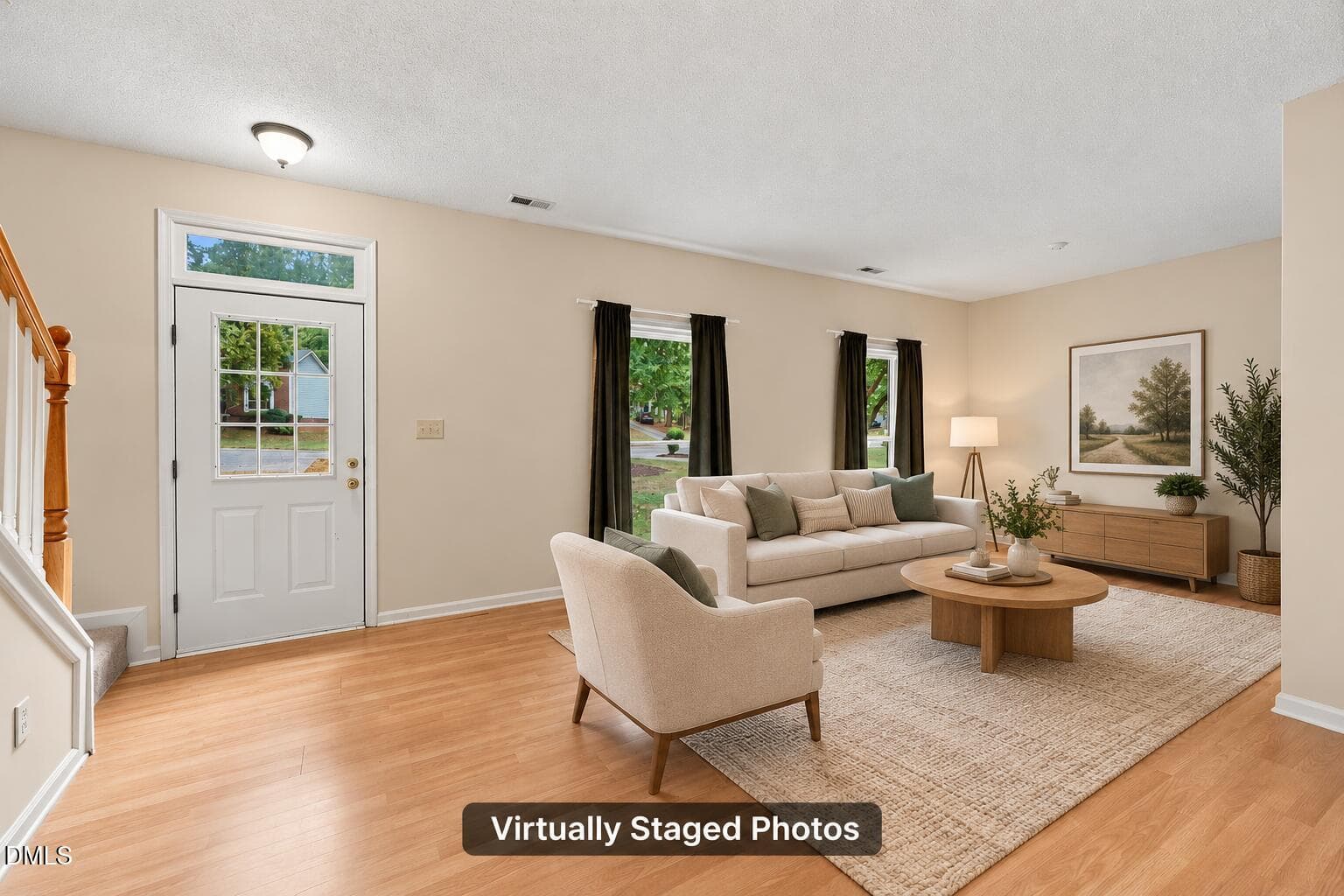 Bright Neutral Living Room Staging (1) - 210 Eagle Tavern Drive, Garner, NC 27529