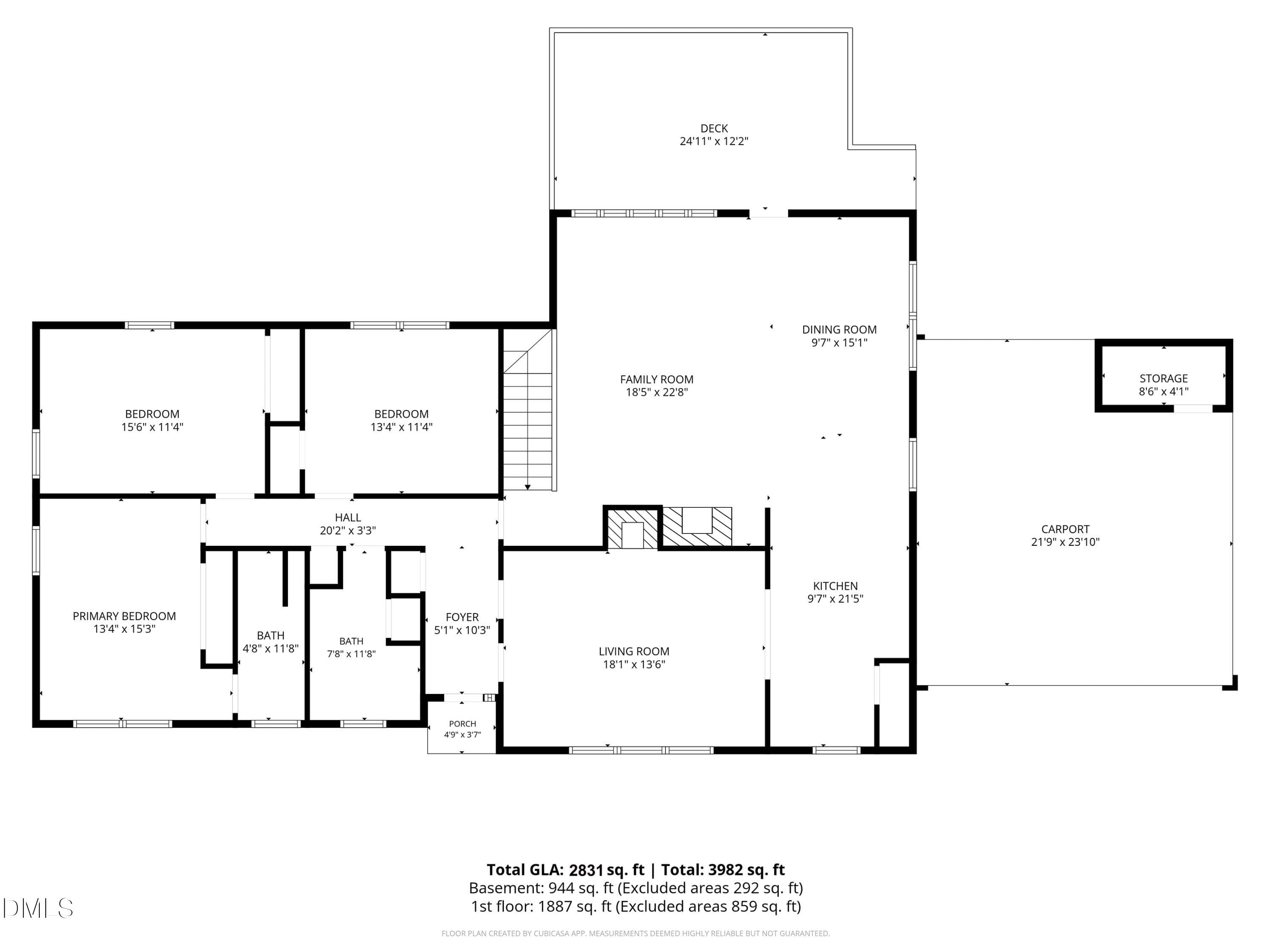 4833 Brookhaven Main Floor Plan - 4833 Brookhaven Drive, Raleigh, NC 27612