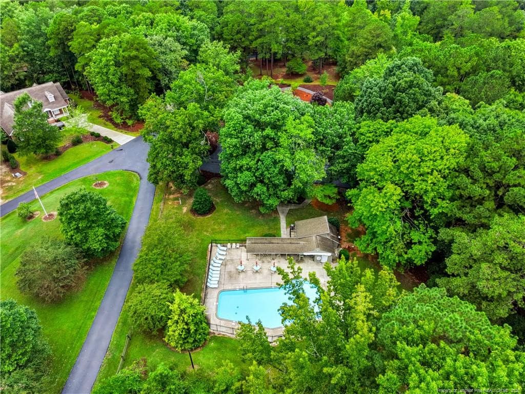 Aerial from Pool to Bocce Ball Ct - 2028 Long Point Trail, Sanford, NC 27332