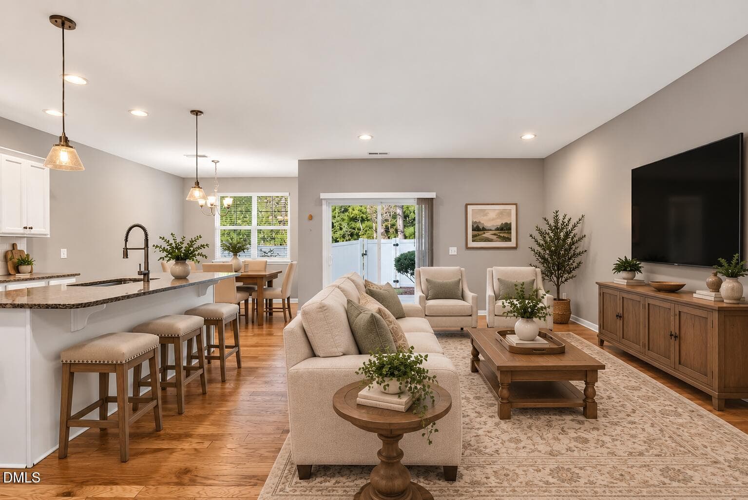 AI Staged Living Room - 207 Zante Currant Road, Durham, NC 27703