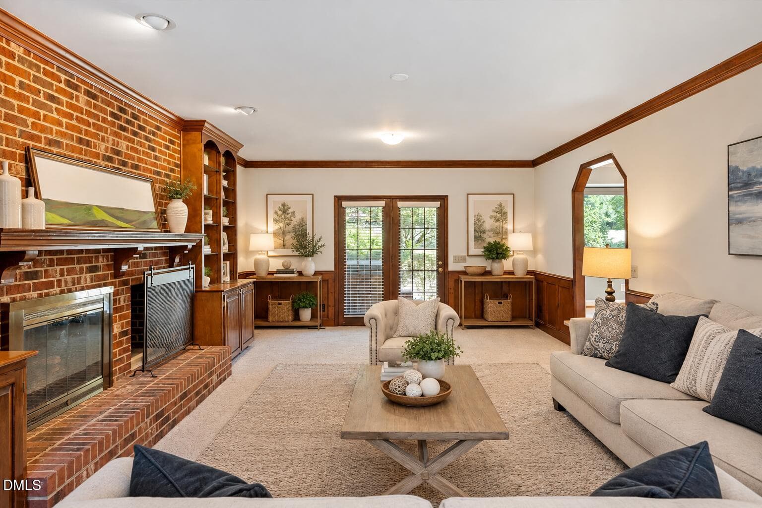 Styled Transitional Living Room with Fre - 4925 Birchleaf Drive, Raleigh, NC 27606
