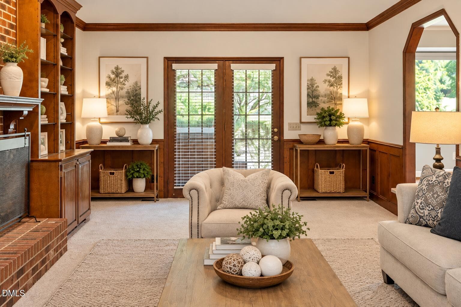 Cozy Symmetrical French Door Living Room - 4925 Birchleaf Drive, Raleigh, NC 27606