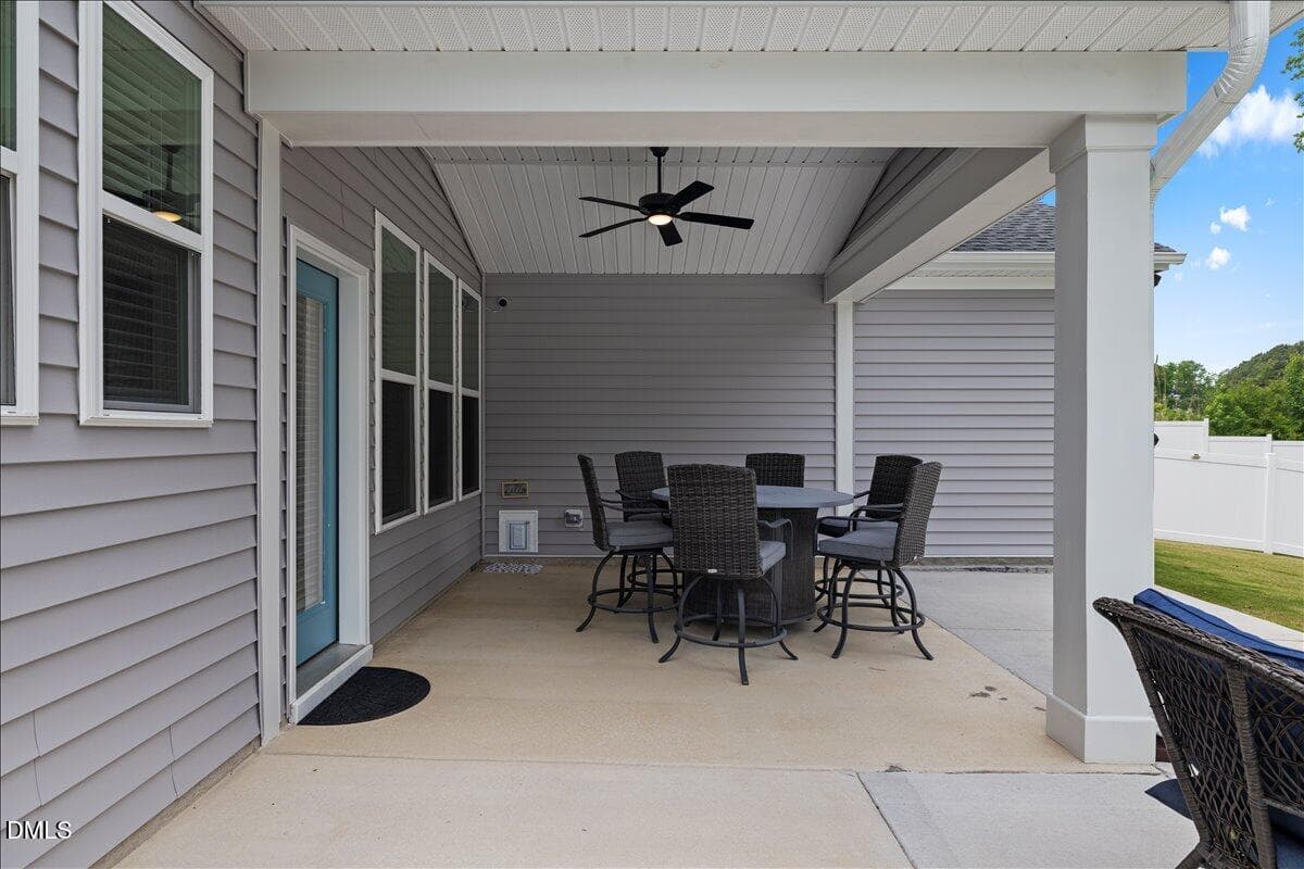 Covered porch and fenced yard - 9013 Dupree Meadow Drive, Angier, NC 27501, Angier
