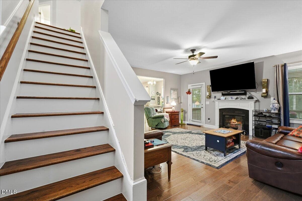 Stairs to the second floor - 190 Beaver Dam Drive, Youngsville, NC 27596, Youngsville