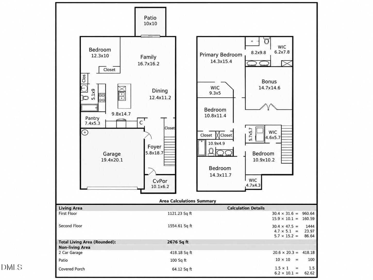 Monochrome Two-Story Floor Plan Summary - 933 Bellewood Gardens Drive, Angier, NC 27501, Angier