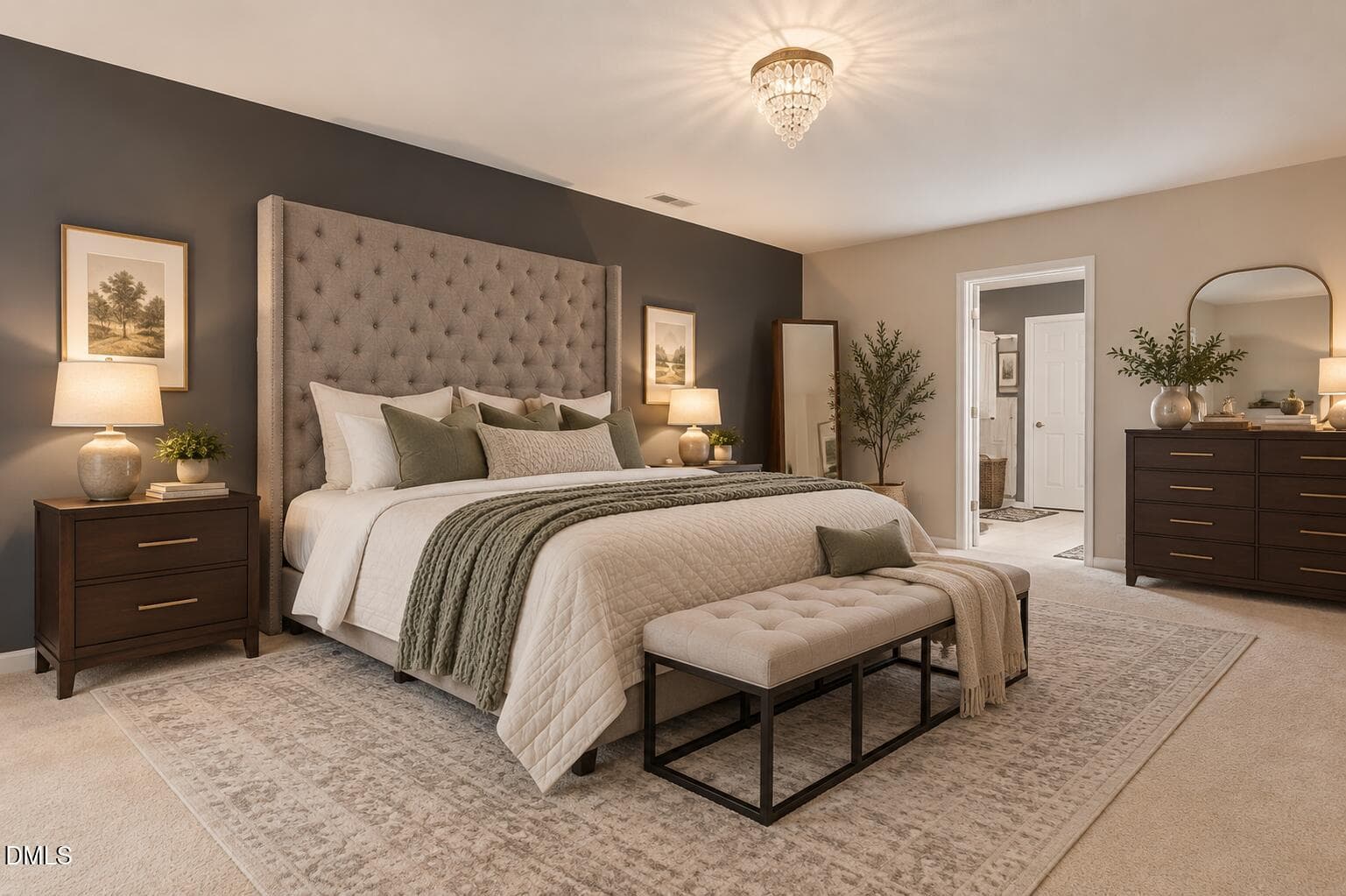 Cozy Charcoal Accent Bedroom - 1804 Cedar Grove Drive, Durham, NC 27703